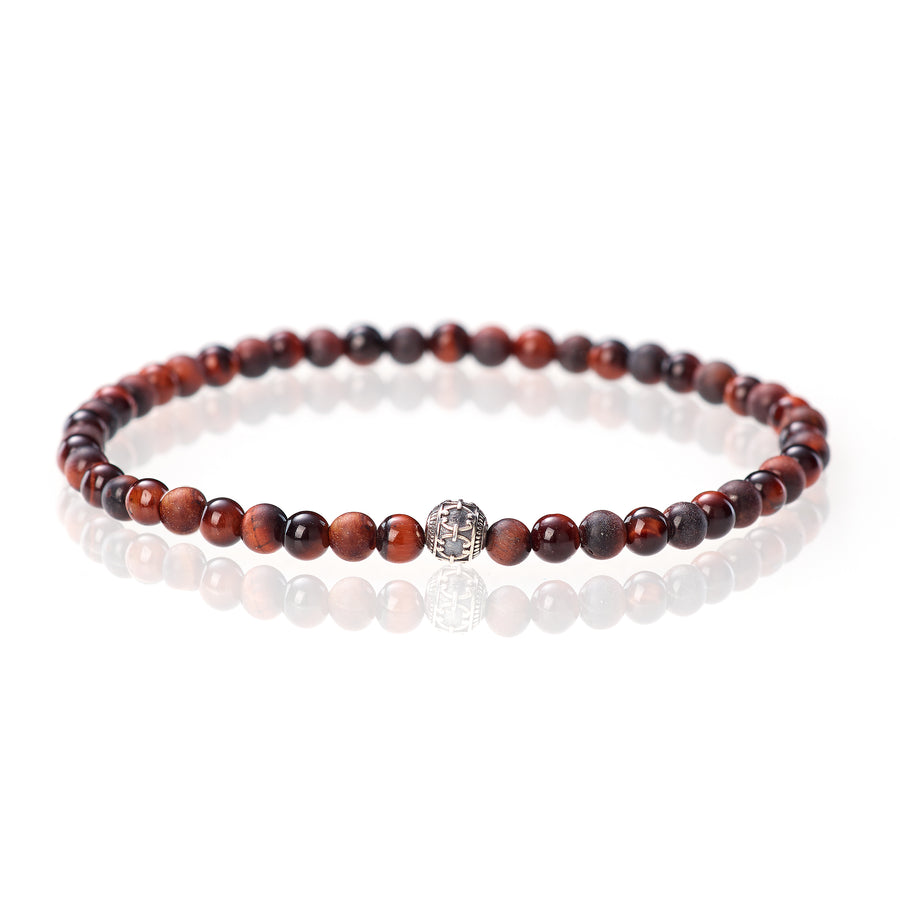Roter Tigerauge Matt | Glänzend - 4mm - 925 Silber
