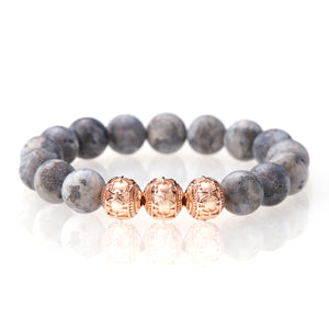 Labradorit - 12mm - 18 Karat Roségold