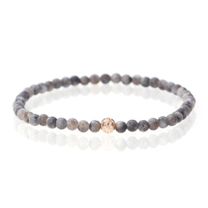 Labradorit - 4mm - 18 Karat Roségold
