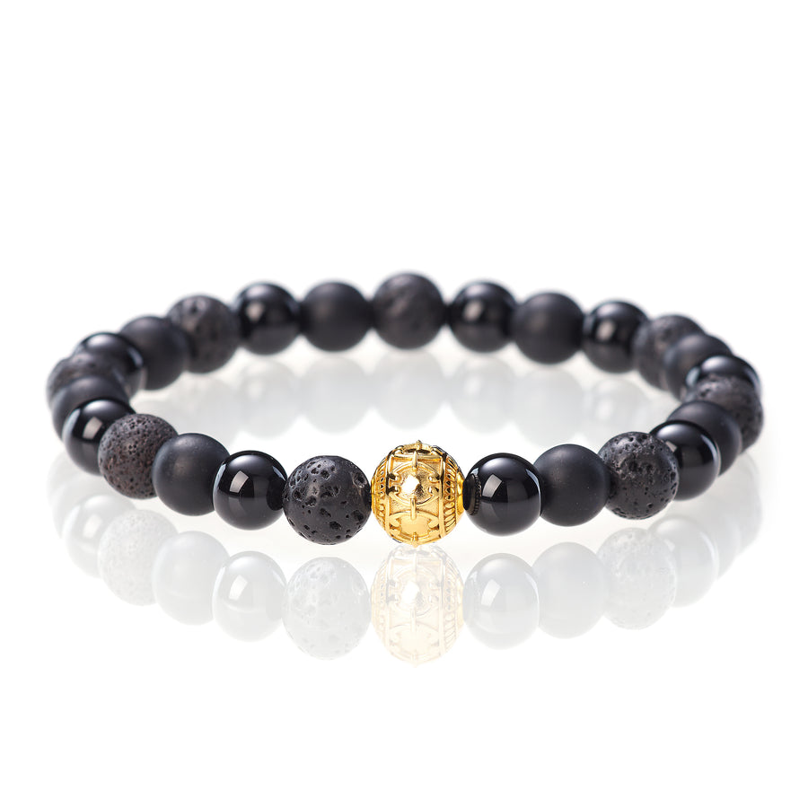 Schwarze Materie - 8mm - 18 Karat Gelbgold