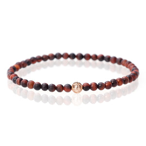 Roter Tigerauge Matt - 4mm - 18 Karat Roségold