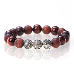 Roter Tigerauge Matt | Glänzend - 12mm - 925 Silber
