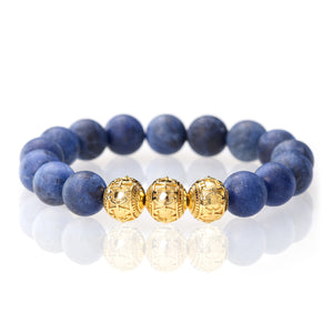 Lapislazuli Matt - 12mm - 18 Karat Gelbgold