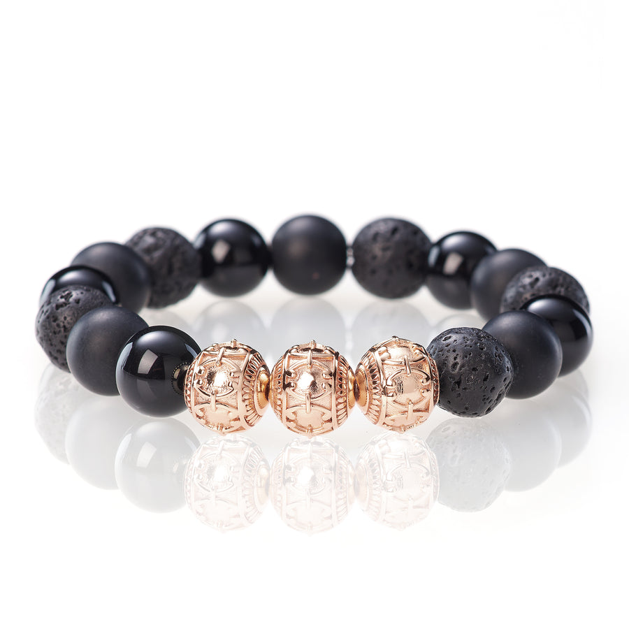Schwarze Materie - 12mm - 18 Karat Roségold