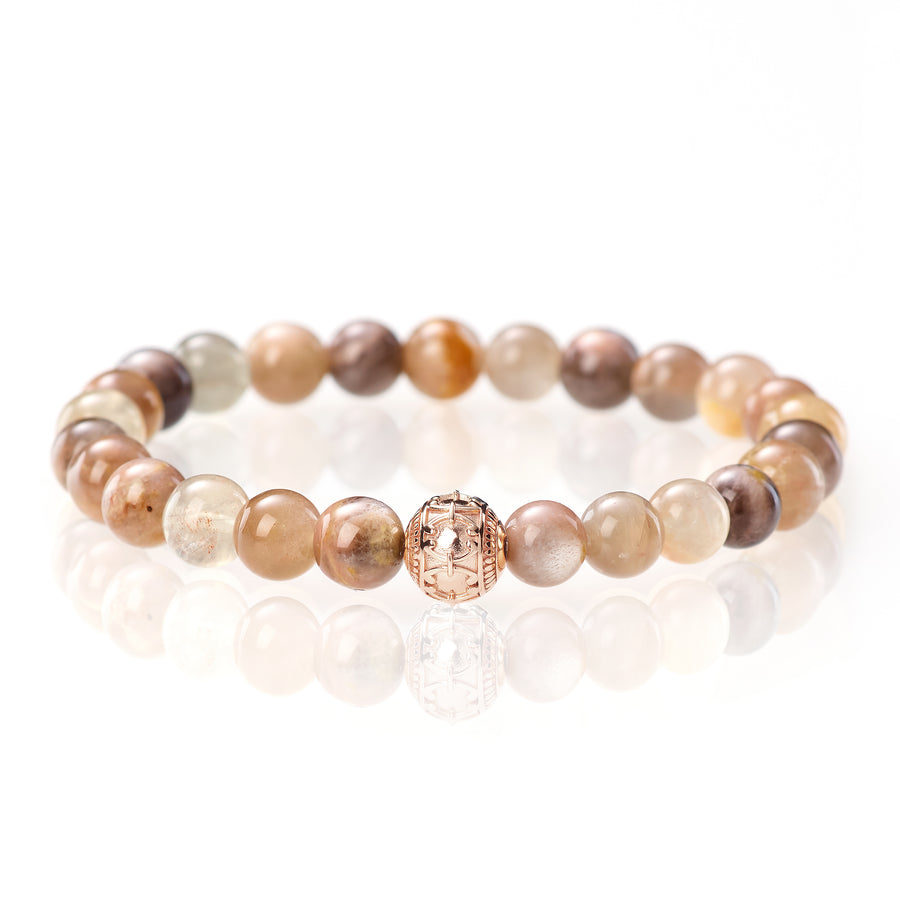 Schwarzer Mondstein Rosé - 8mm - 18 Karat Roségold
