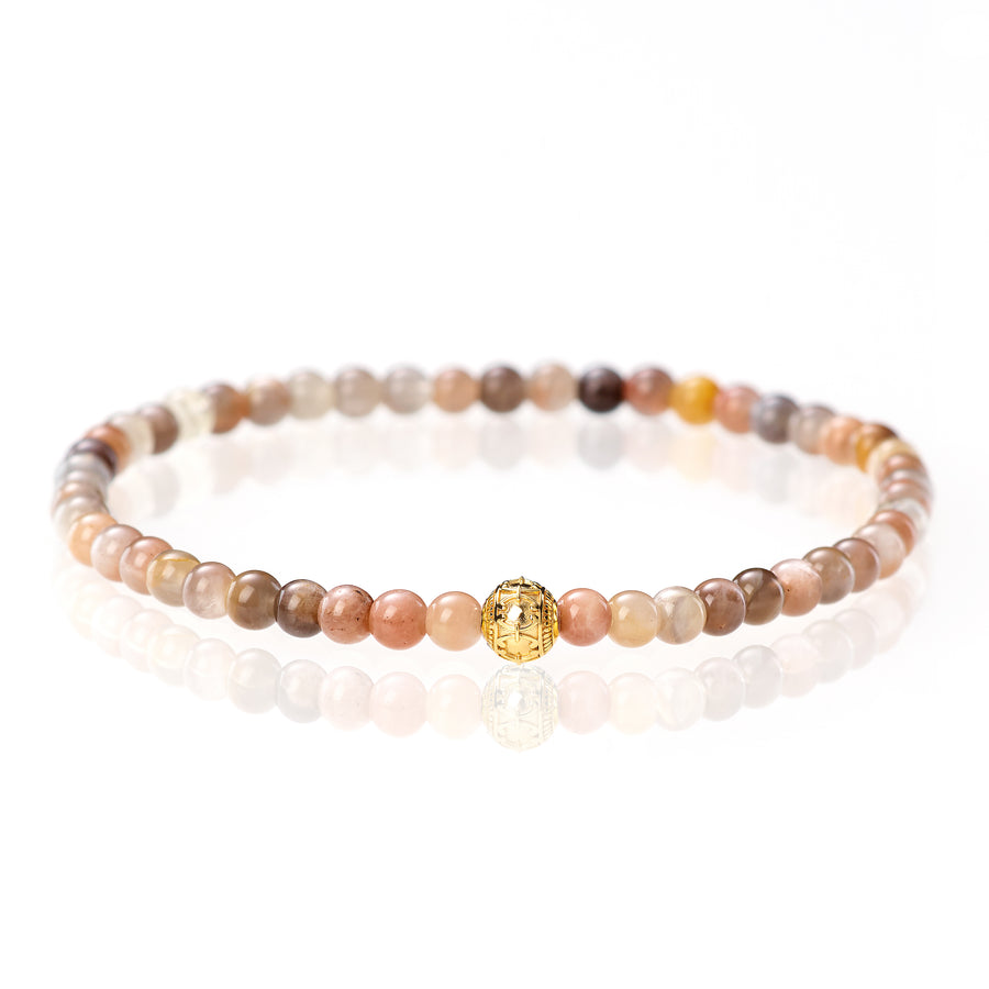 Schwarzer Mondstein Rosé - 4mm - 18 Karat Gelbgold