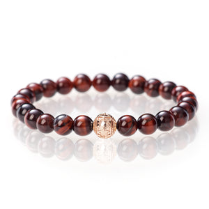 Roter Tigerauge Glänzend - 8mm - 18 Karat Roségold