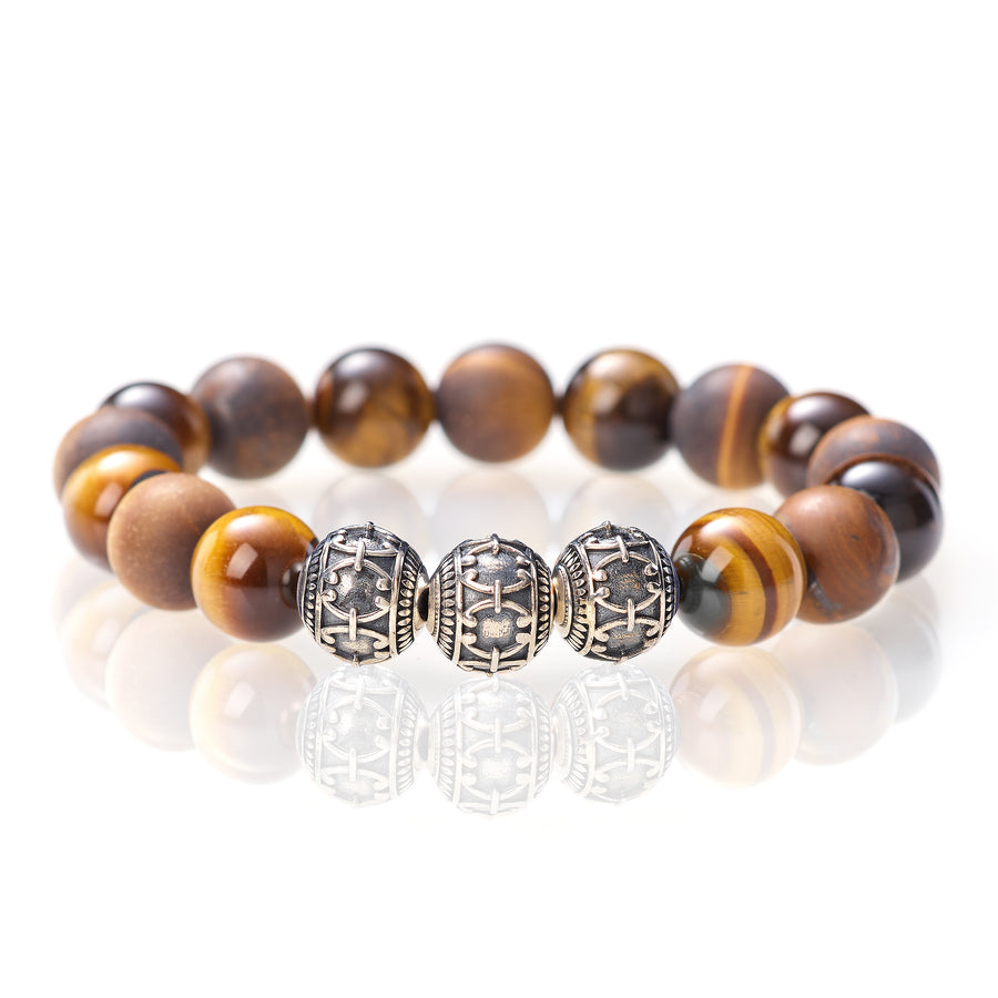 Gelber Tigerauge Matt | Glänzend - 12mm - 925 Silber