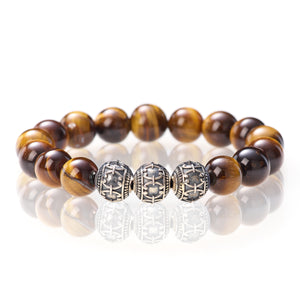 Gelber Tigerauge Glänzend - 12mm - 925 Silber