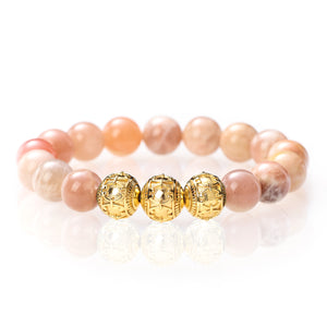 Mondstein Rosé - 12mm - 18 Karat Gelbgold