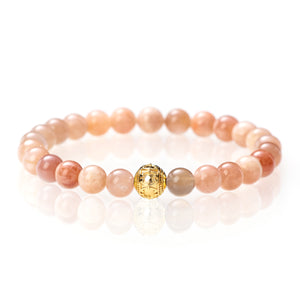Mondstein Rosé - 8mm - 18 Karat Gelbgold