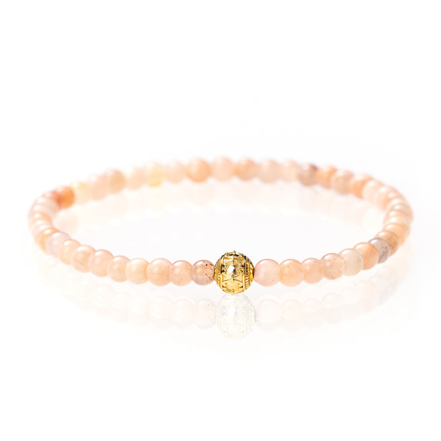 Mondstein Rosé - 4mm - 18 Karat Gelbgold