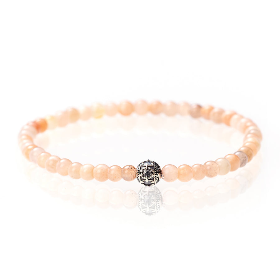 Mondstein Rosé - 4mm - 925 Silber