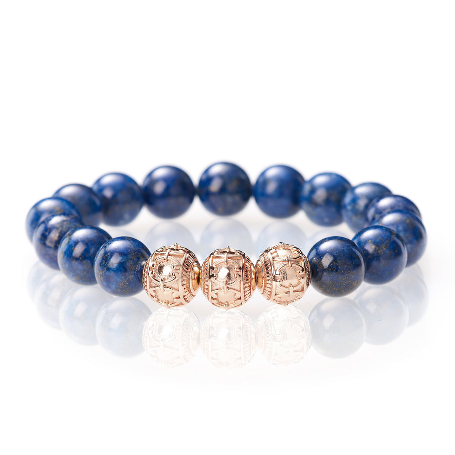 Lapislazuli Glänzend - 12mm - 18 Karat Roségold