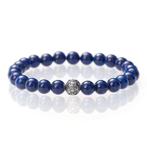 Lapislazuli Glänzend - 8mm - 925 Silber