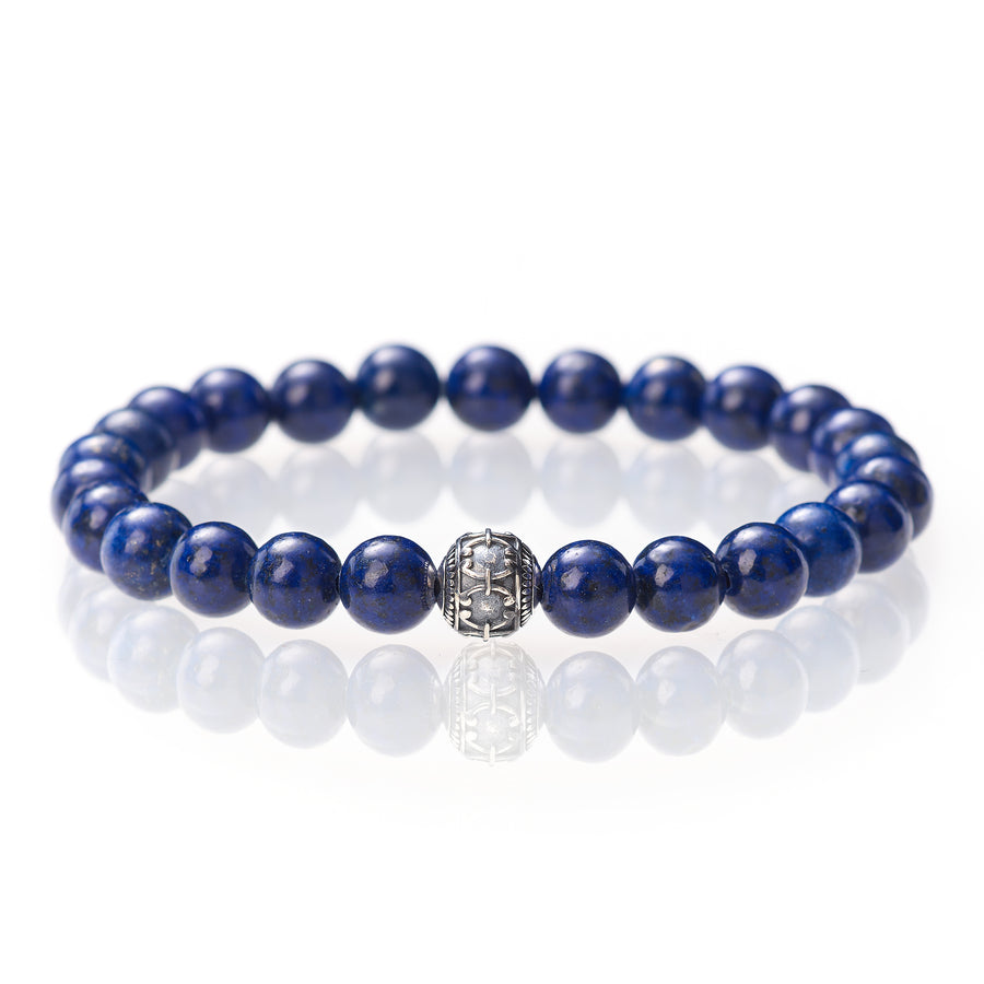 Lapislazuli Glänzend - 8mm - 925 Silber