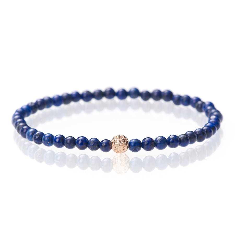 Lapislazuli Glänzend - 4mm - 18 Karat Roségold
